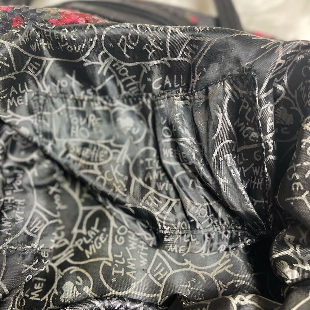 BETSEY JOHNSON Full SEQUINS RED ROSES Tote HOBO  Weekender Bag - Picture 15 of 16